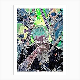 Skull And Swordsman Anime Art Art Print