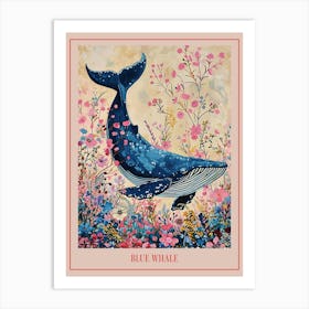 Floral Animal Painting Blue Whale 1 Poster Art Print