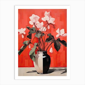 Bouquet Of Cyclamen Flowers, Autumn Fall Florals Painting 2 Art Print
