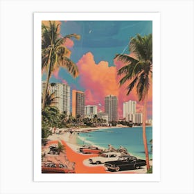 Miami   Retro Collage Style 4 Art Print