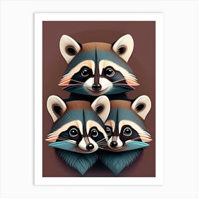 Raccoon Family Digital 2 Art Print