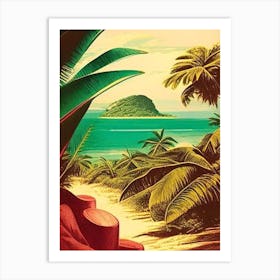 Cayo Levantado Dominican Republic Vintage Sketch Tropical Destination Art Print