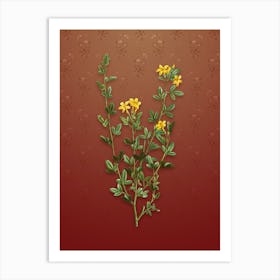 Vintage Yellow Jasmine Flowers Botanical on Falu Red Pattern n.0683 Art Print