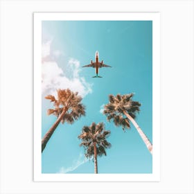 Airplane Flying Over Palm Trees 1 Art Print