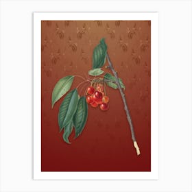 Vintage Cherry Botanical on Falu Red Pattern n.1797 Art Print