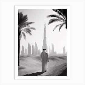 Dubai, United Arab Emirates, Black And White Old Photo 1 Art Print