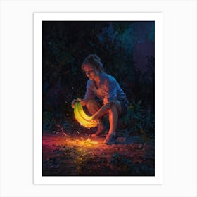 Girl Holds A Banana Art Print