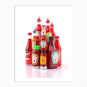 Ketchup Bottle Stack Illustration Art Print