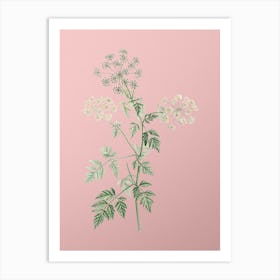 Vintage Hemlock Flowers Botanical on Soft Pink n.0549 Art Print