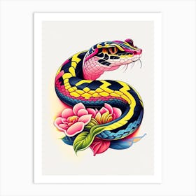 Gaboon Viper Snake Tattoo Style Art Print