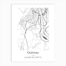 Outreau,France Minimalist Map Art Print