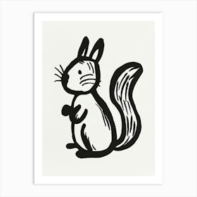 B&W Squirrel Art Print