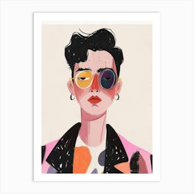 Portrait Of A Woman With Sunglasses 1 Art Print