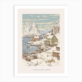 Vintage Winter Poster Lofoten Islands Norway 2 Art Print