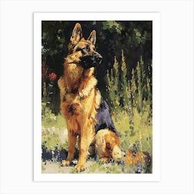 German Shepherd Acrylic Painting 3 Art Print