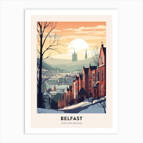 Vintage Winter Travel Poster Belfast Northern Ireland Art Print