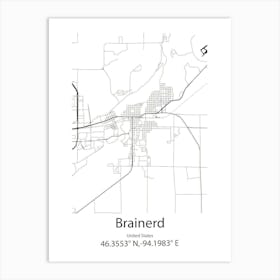 Brainerd,United States Minimalist Map Art Print