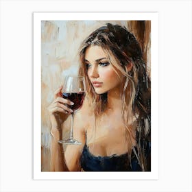 Girl With A Glass Of Wine Art Print