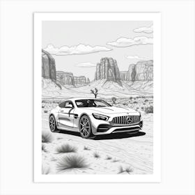 Mercedes Benz Amg Gt Desert Drawing 4 Art Print