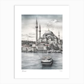 Istanbul Turkey Drawing Pencil Style 2 Travel Poster Art Print