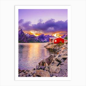 Red House At Sunset Art Print