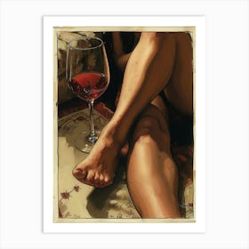 Girl With A Glass Of Wine 1 Art Print