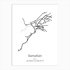 Ilamatlan,Mexico Minimalist Map Art Print