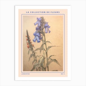 Larkspur 3 French Flower Botanical Poster Art Print