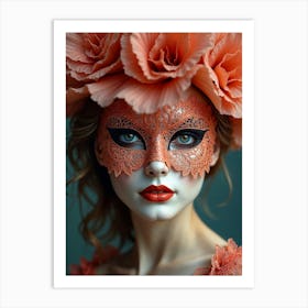 Beautiful Woman In A Mask Art Print