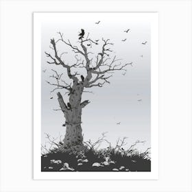 Crow On A Tree Art Print