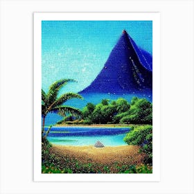 Mauritius Pointillism Style Tropical Destination Art Print