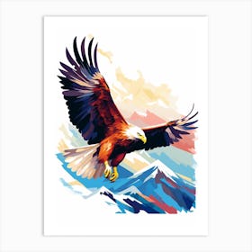 Colourful Geometric Bird Bald Eagle 1 Art Print