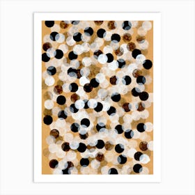 black white beige abstract dots dot circle kusama inspired modern contemporary Art Print