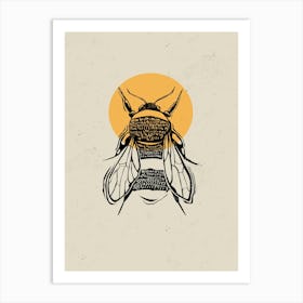 Bee Linocut Style Art Print