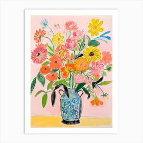 Flower Painting Fauvist Style Zinnia 1 Art Print