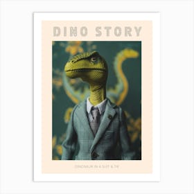 Pastel Toy Dinosaur In A Suit & Tie 3 Poster Art Print