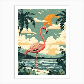 Greater Flamingo Portugal Tropical Illustration 2 Art Print