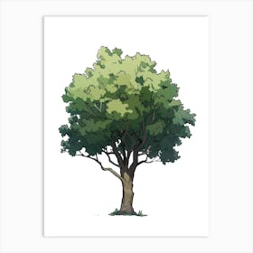 Pecan Tree Pixel Illustration 2 Art Print
