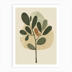 Boxwood Tree Minimal Japandi Illustration 4 Art Print