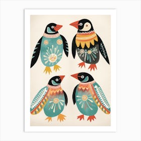 Folk Style Bird Painting Penguin 8 Art Print