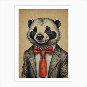 Panda In Suit Art Print