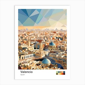 Valencia, Spain, Geometric Illustration 3 Poster Art Print