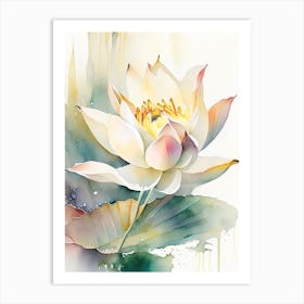 American Lotus Storybook Watercolour 4 Art Print