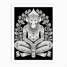 Thinker Monkey Tribal Illustration 8 Art Print