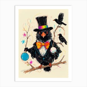 Crow In Top Hat Art Print