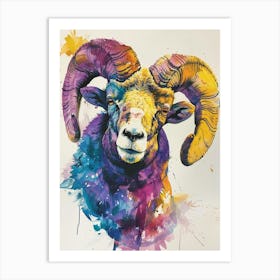 Ram Colourful Watercolour 1 Art Print