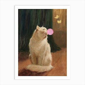 Bubble Gum and Cat Art Print