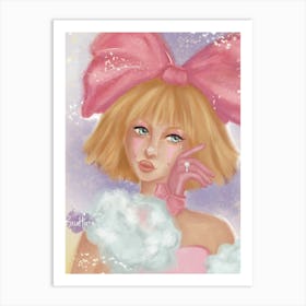 Girl With A Pink Bow Art Print