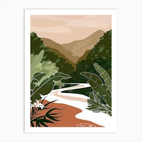 Illustration Of A River In The Jungle Art Print