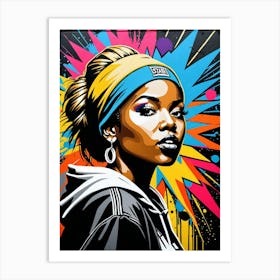 Graffiti Mural Of Beautiful Hip Hop Girl 33 Art Print